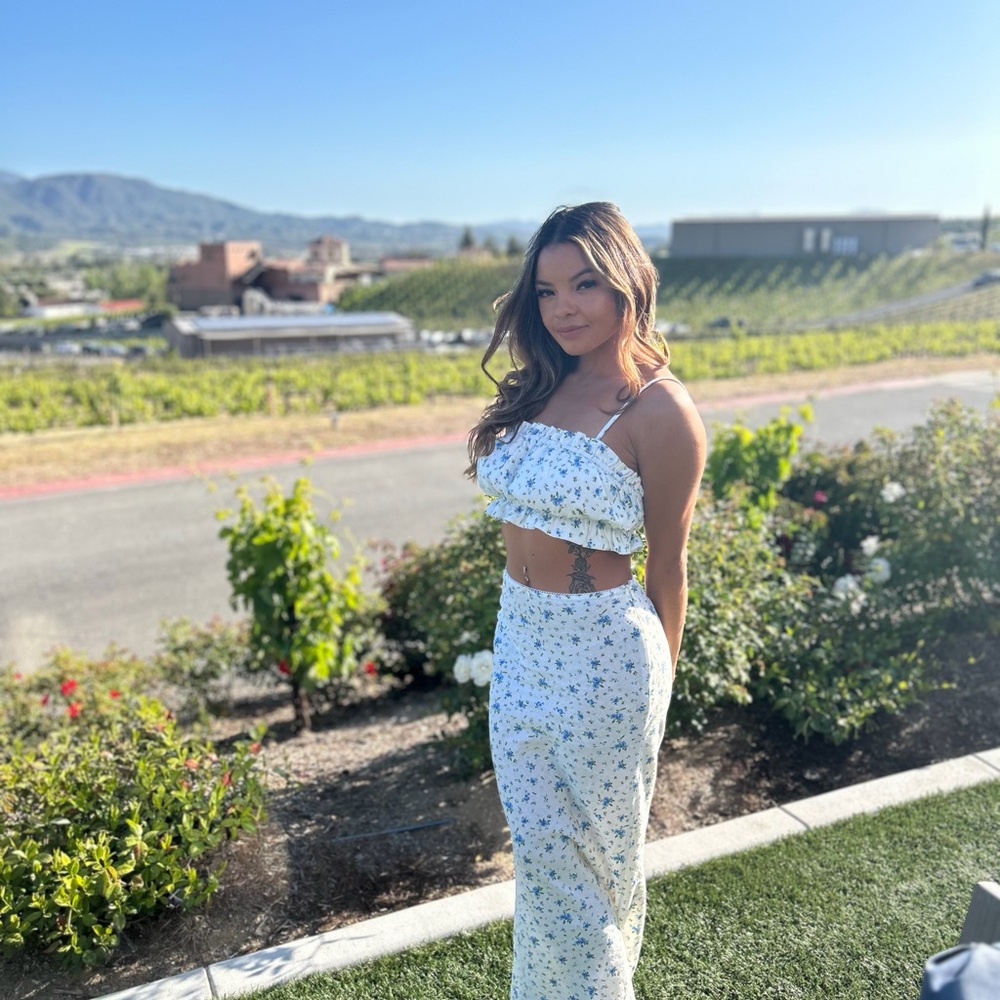 floral matching maxi skirt set
